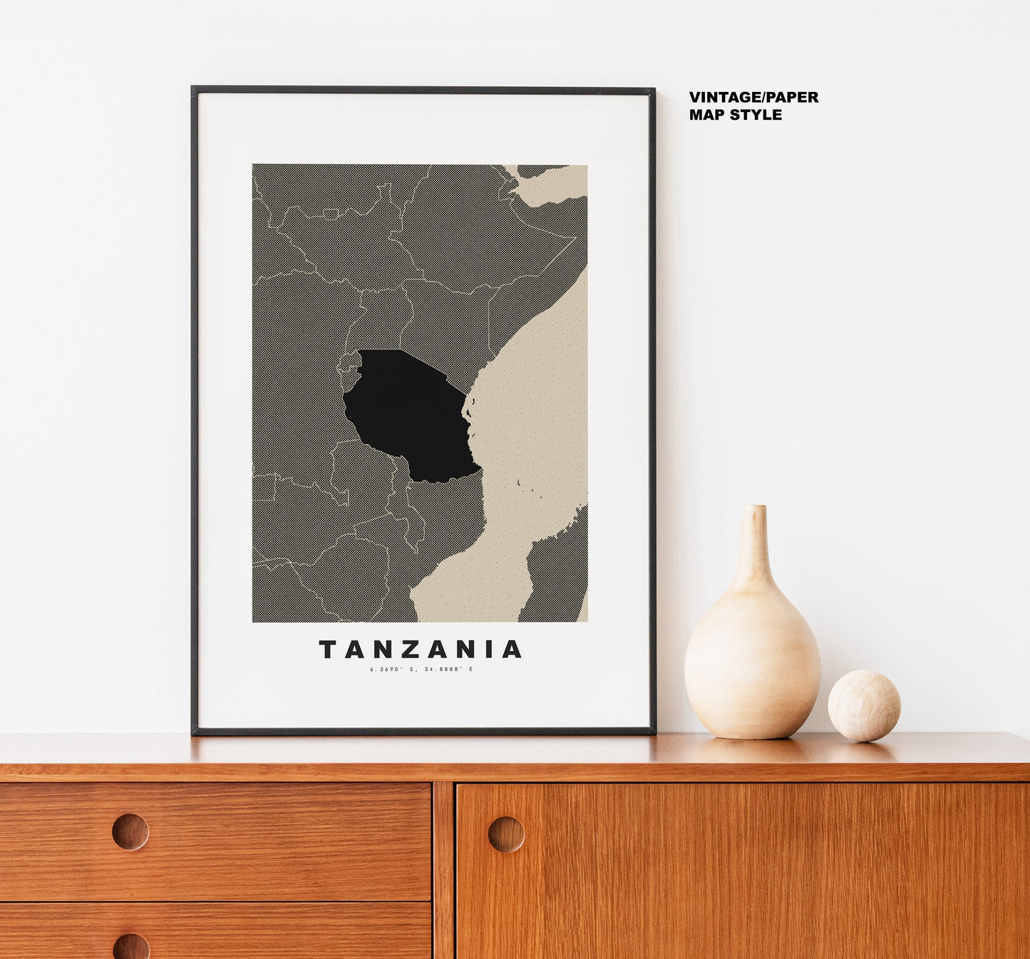 Tanzania Map Print - Personalised Map Gift - Framed or Canvas Options Available - Custom Text Options - Personalised Gift - Africa