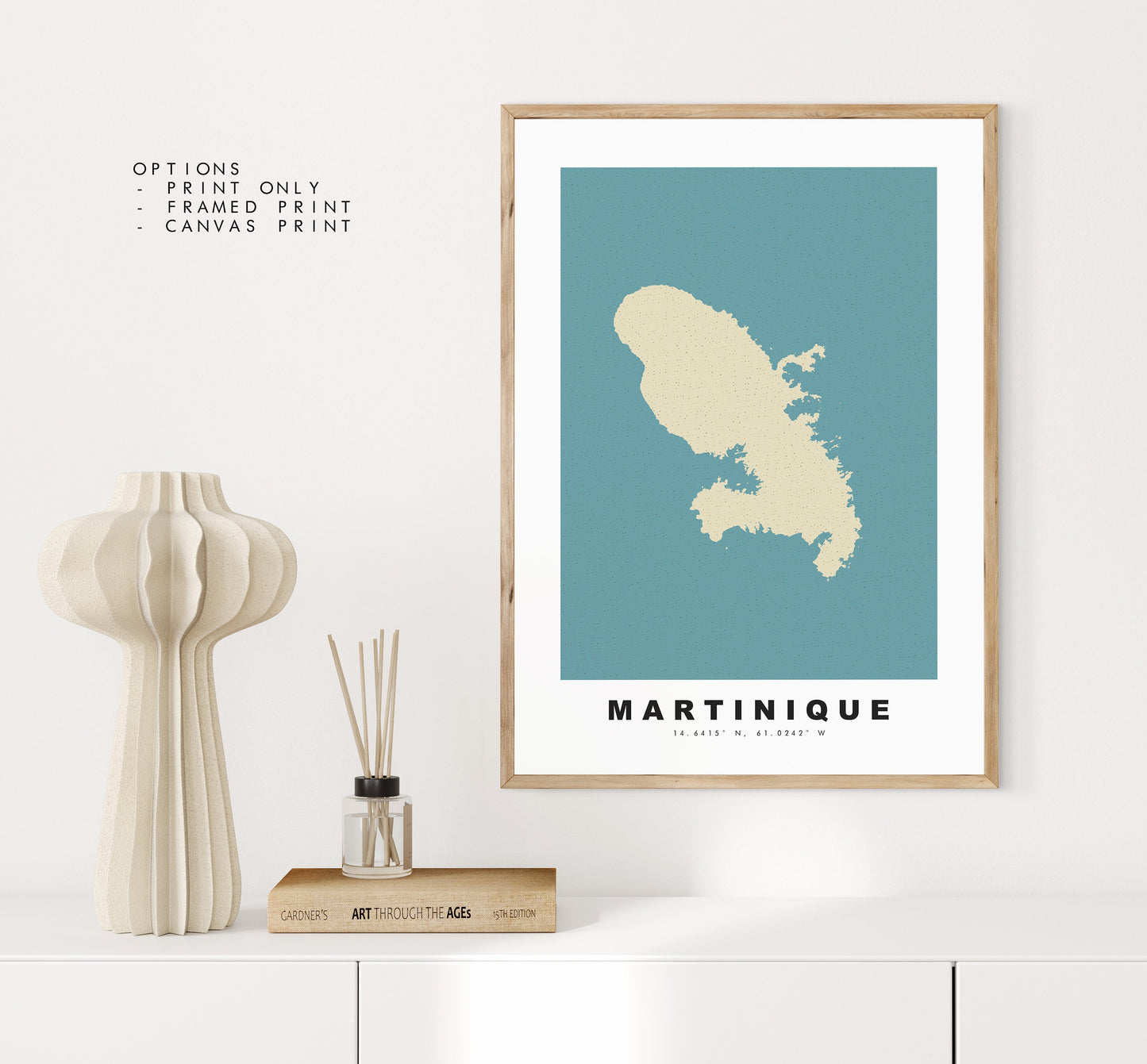 Martinique Map Print - Personalised Map Gift - Framed or Canvas Options Available - Custom Text Options - Personalised Gift - Caribbean