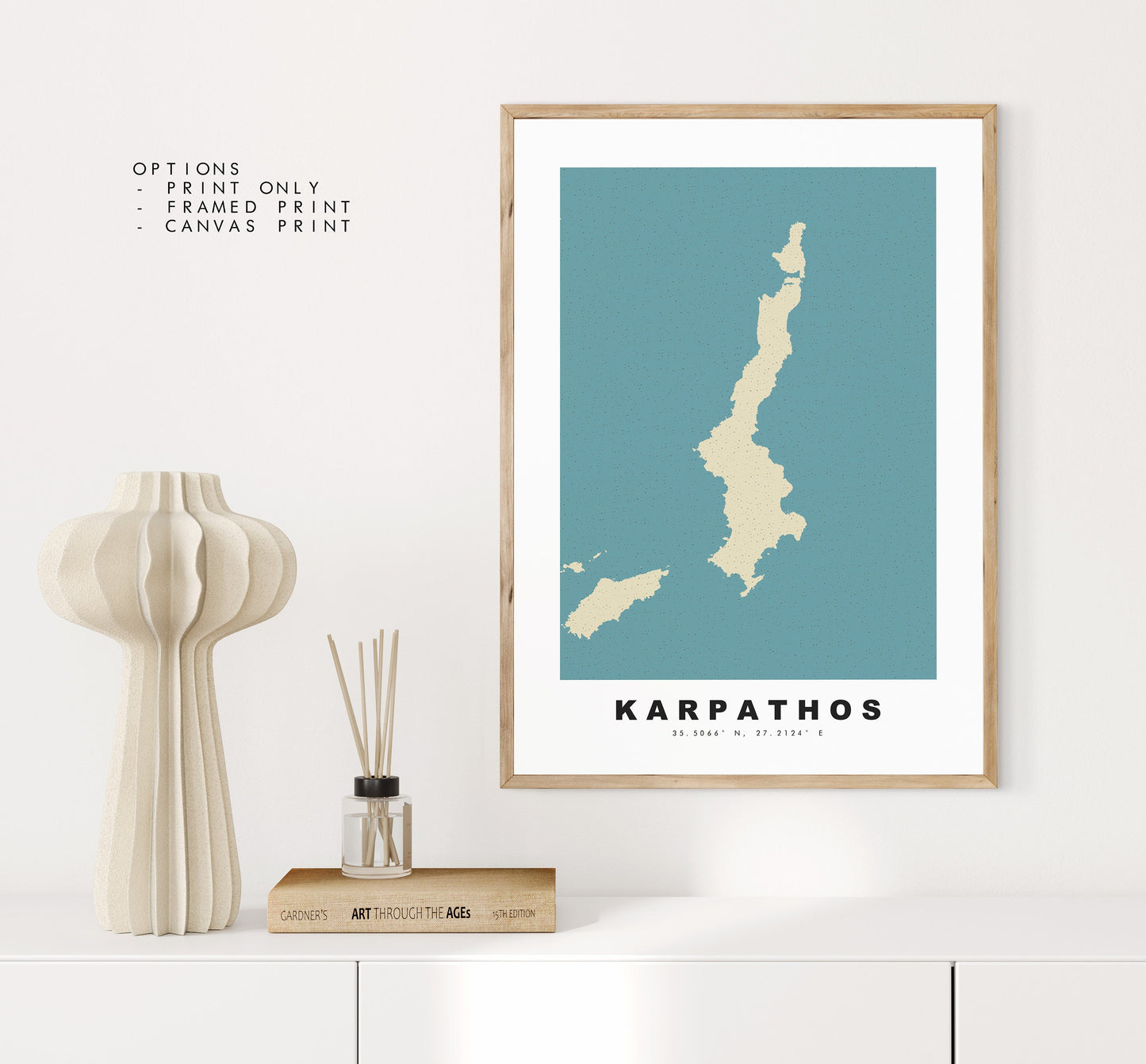 Karpathos Map Print - Personalised Map Gift - Framed or Canvas Options Available - Custom Text Options - Personalised Gift - Greece & Islands