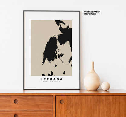 Lefkada Map Print - Personalised Map Gift - Framed or Canvas Options Available - Custom Text Options - Personalised Gift - Greece & Islands