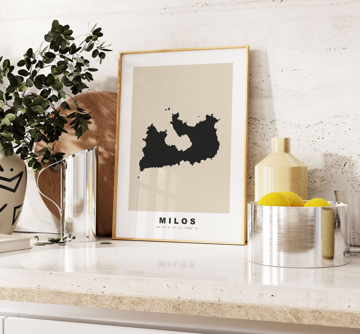 Milos Map Print - Personalised Map Gift - Framed or Canvas Options Available - Custom Text Options - Personalised Gift - Greece & Islands