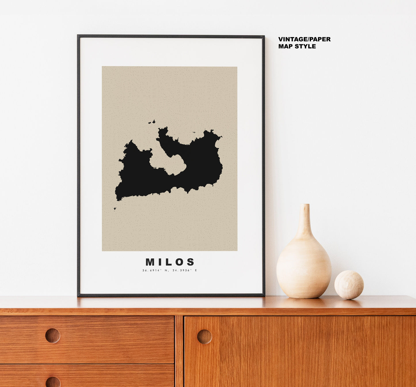 Milos Map Print - Personalised Map Gift - Framed or Canvas Options Available - Custom Text Options - Personalised Gift - Greece & Islands