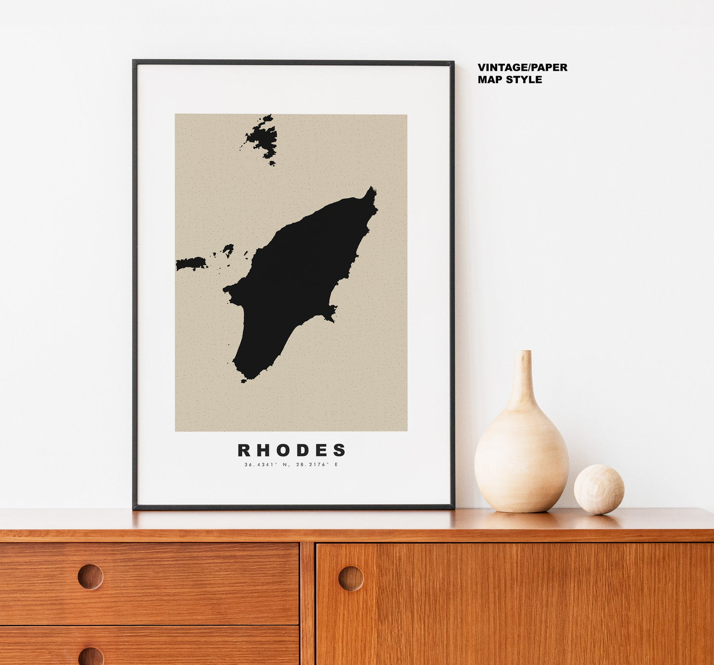 Rhodes Map Print - Personalised Map Gift - Framed or Canvas Options Available - Custom Text Options - Personalised Gift - Greece & Islands