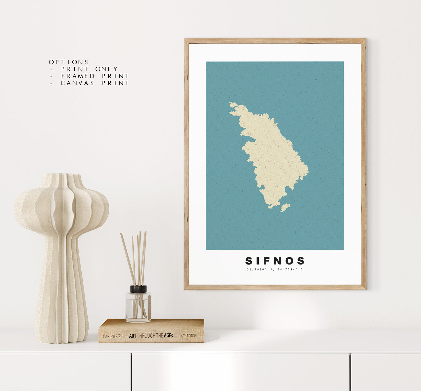 Sifnos Map Print - Personalised Map Gift - Framed or Canvas Options Available - Custom Text Options - Personalised Gift - Greece & Islands