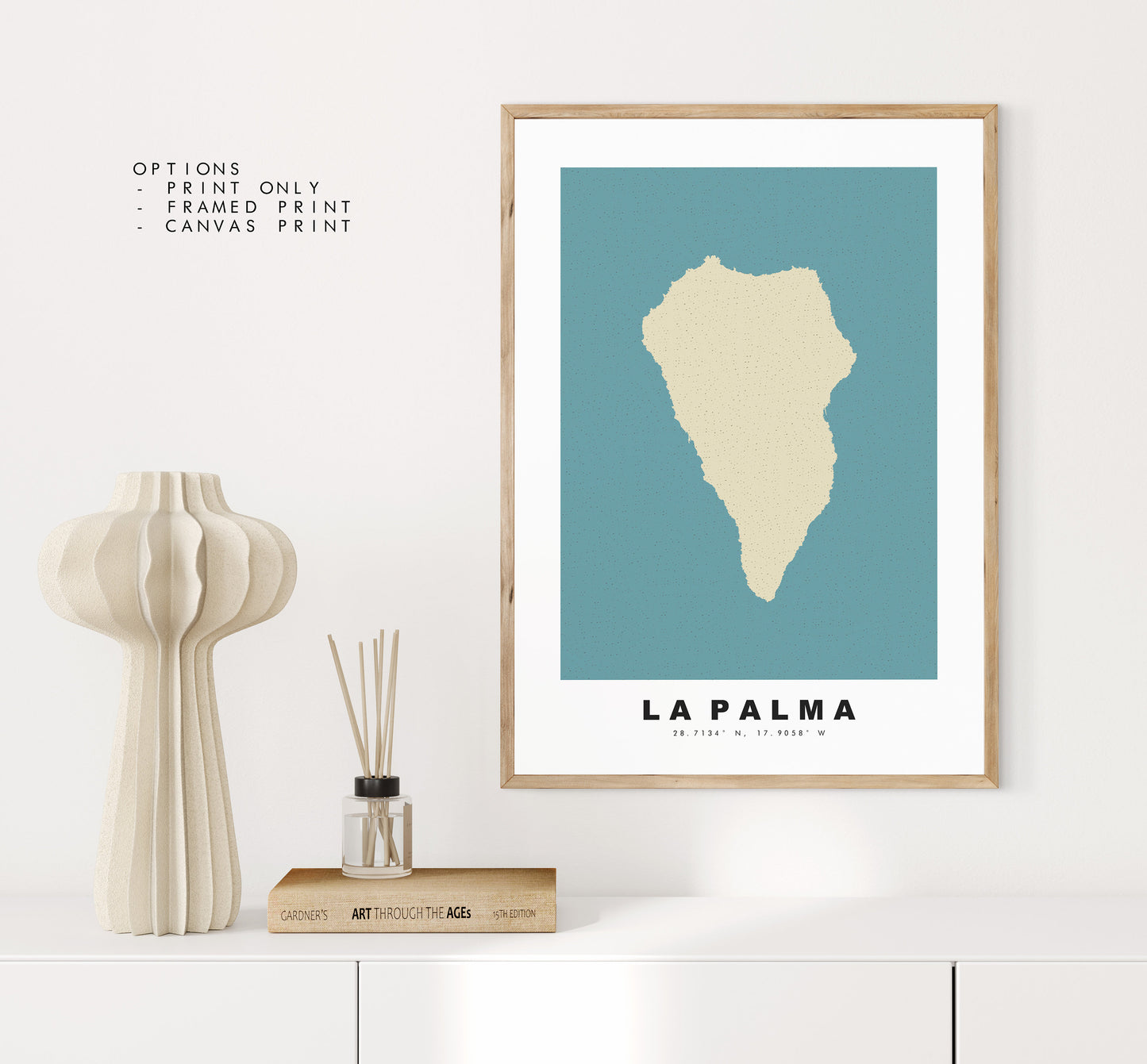 La Palma Map Print - Personalised Map Gift - Framed or Canvas Options Available - Custom Text Options - Personalised Gift - Spain & Islands