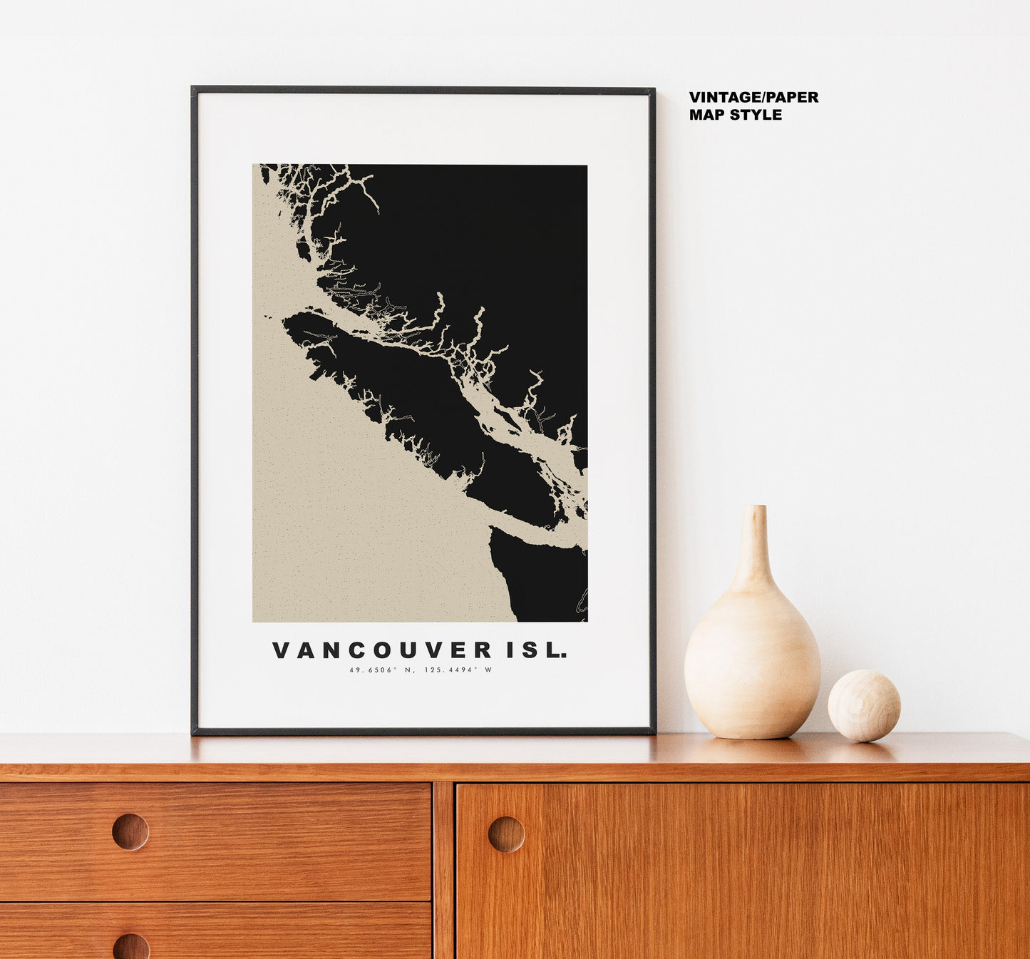 Vancouver Island Map Print - Personalised Map Gift - Framed or Canvas Options Available - Custom Text Options - Personalised Gift - North America