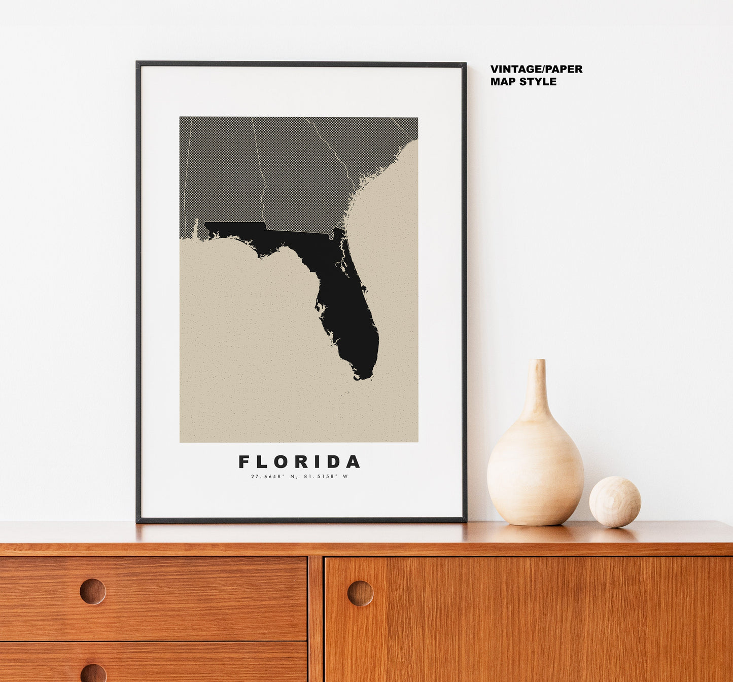 Florida Map Print - Personalised Map Gift - Framed or Canvas Options Available - Custom Text Options - Personalised Gift - US States & Islands