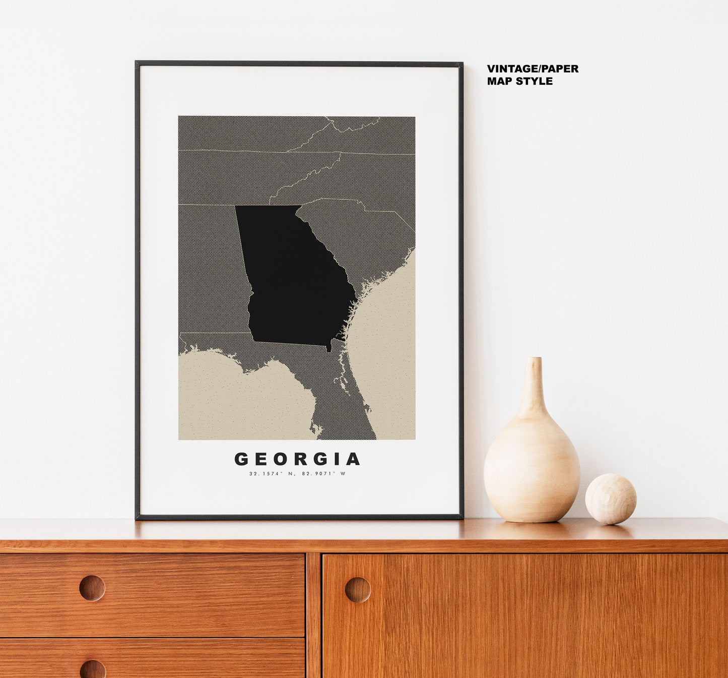 Georgia State Map Print - Personalised Map Gift - Framed or Canvas Options Available - Custom Text Options - Personalised Gift - US States & Islands