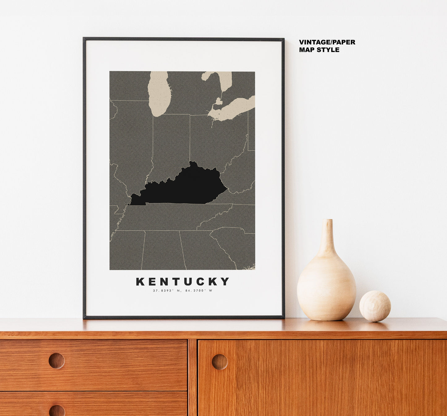 Kentucky Map Print - Personalised Map Gift - Framed or Canvas Options Available - Custom Text Options - Personalised Gift - US States & Islands