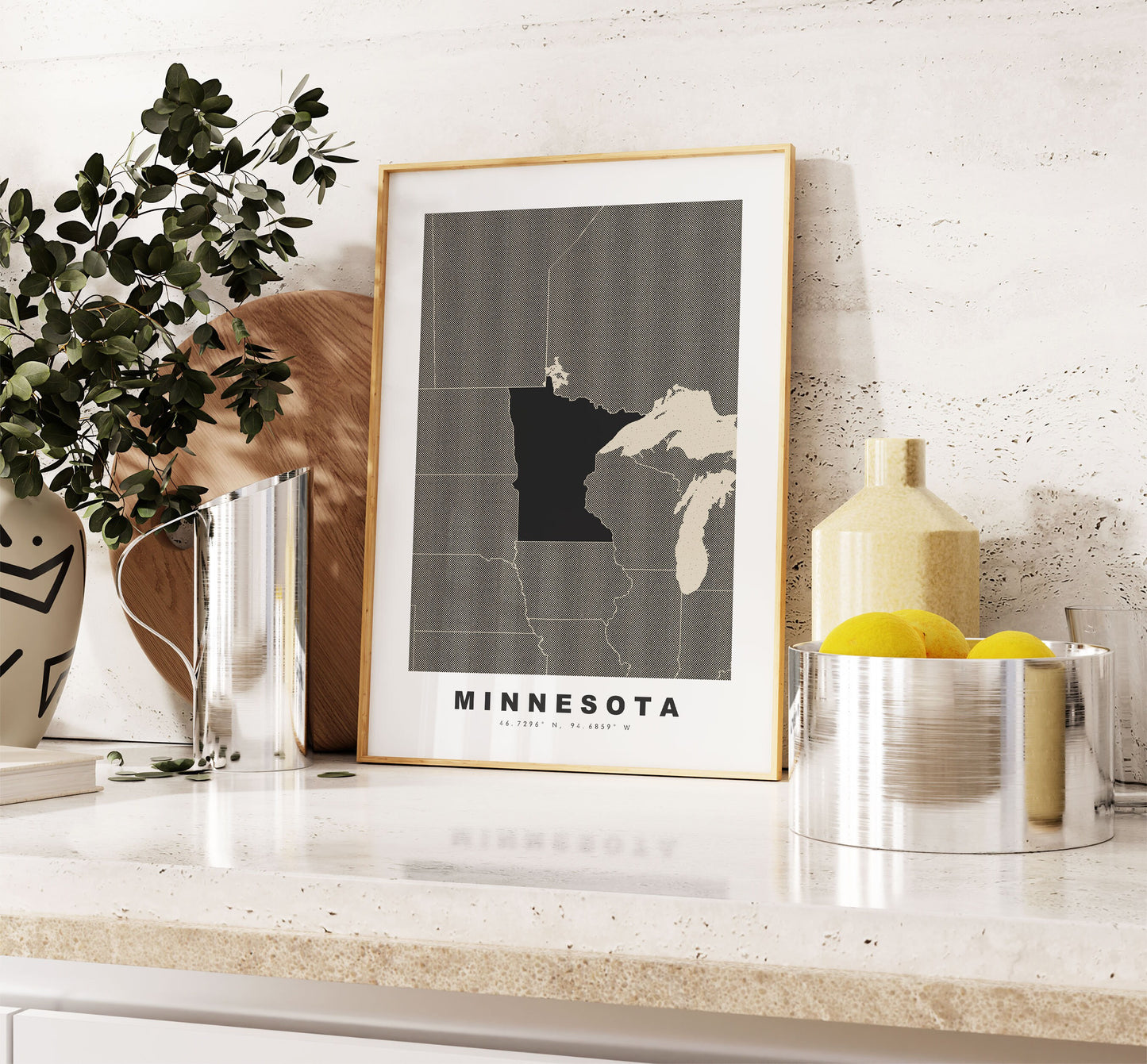 Minnesota Map Print - Personalised Map Gift - Framed or Canvas Options Available - Custom Text Options - Personalised Gift - US States & Islands