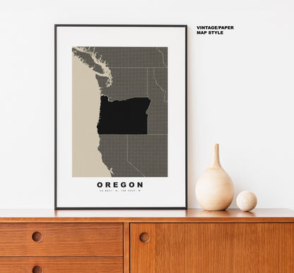 Oregon Map Print - Personalised Map Gift - Framed or Canvas Options Available - Custom Text Options - Personalised Gift - US States & Islands