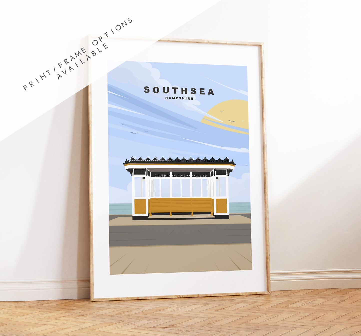 Southsea Travel Poster - Wall Art Print - Southsea and Portsmouth Travel Posters - Minimalist Retro Style - Prints or Framed Prints