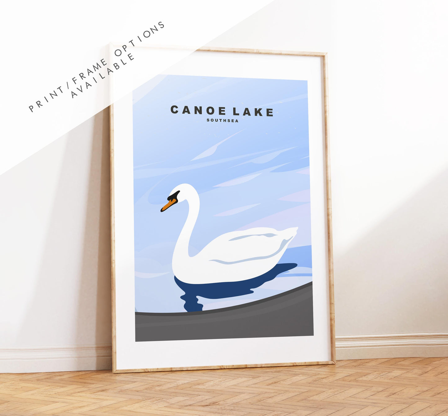 Canoe Lake Travel Poster - Wall Art Print - Southsea and Portsmouth Travel Posters - Minimalist Retro Style - Prints or Framed Prints