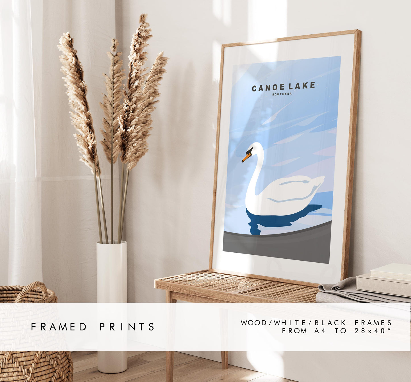 Canoe Lake Travel Poster - Wall Art Print - Southsea and Portsmouth Travel Posters - Minimalist Retro Style - Prints or Framed Prints