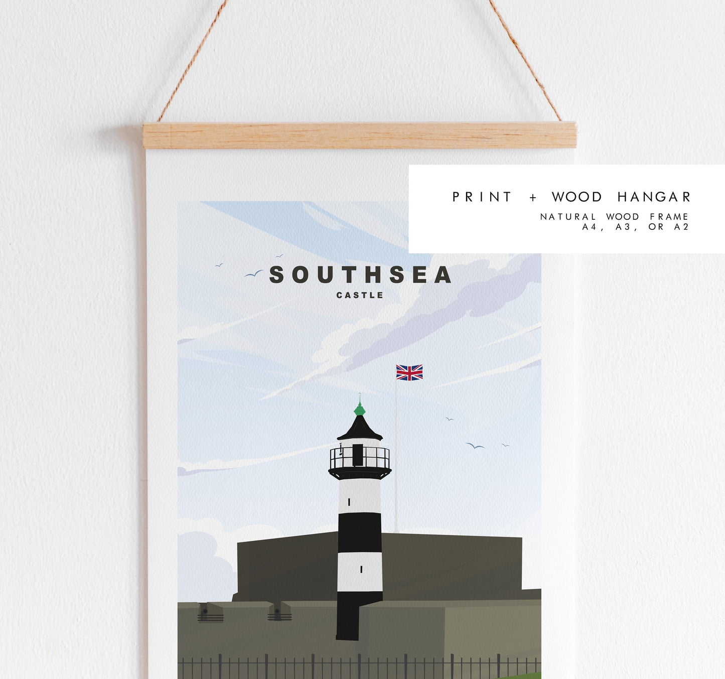 Southsea Castle Travel Poster - Wall Art Print - Southsea and Portsmouth Travel Posters - Minimalist Retro Style - Prints or Framed Prints