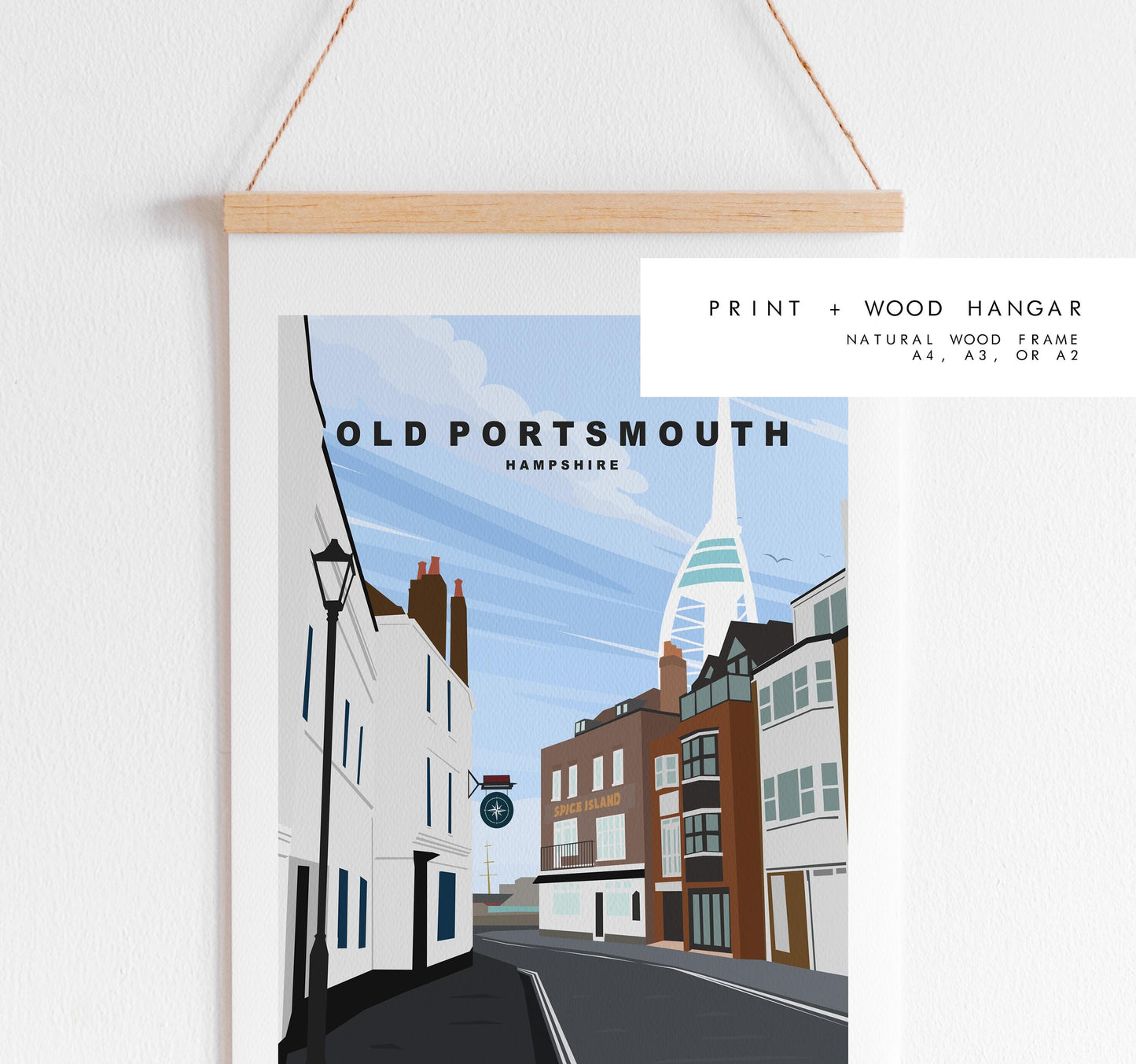 Old Portsmouth Travel Poster - Wall Art Print - Southsea and Portsmouth Travel Posters - Minimalist Retro Style - Prints or Framed Prints