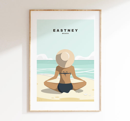 Eastney Beach Travel Poster - Wall Art Print - Southsea and Portsmouth Travel Posters - Minimalist Retro Style - Prints or Framed Prints