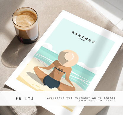 Eastney Beach Travel Poster - Wall Art Print - Southsea and Portsmouth Travel Posters - Minimalist Retro Style - Prints or Framed Prints