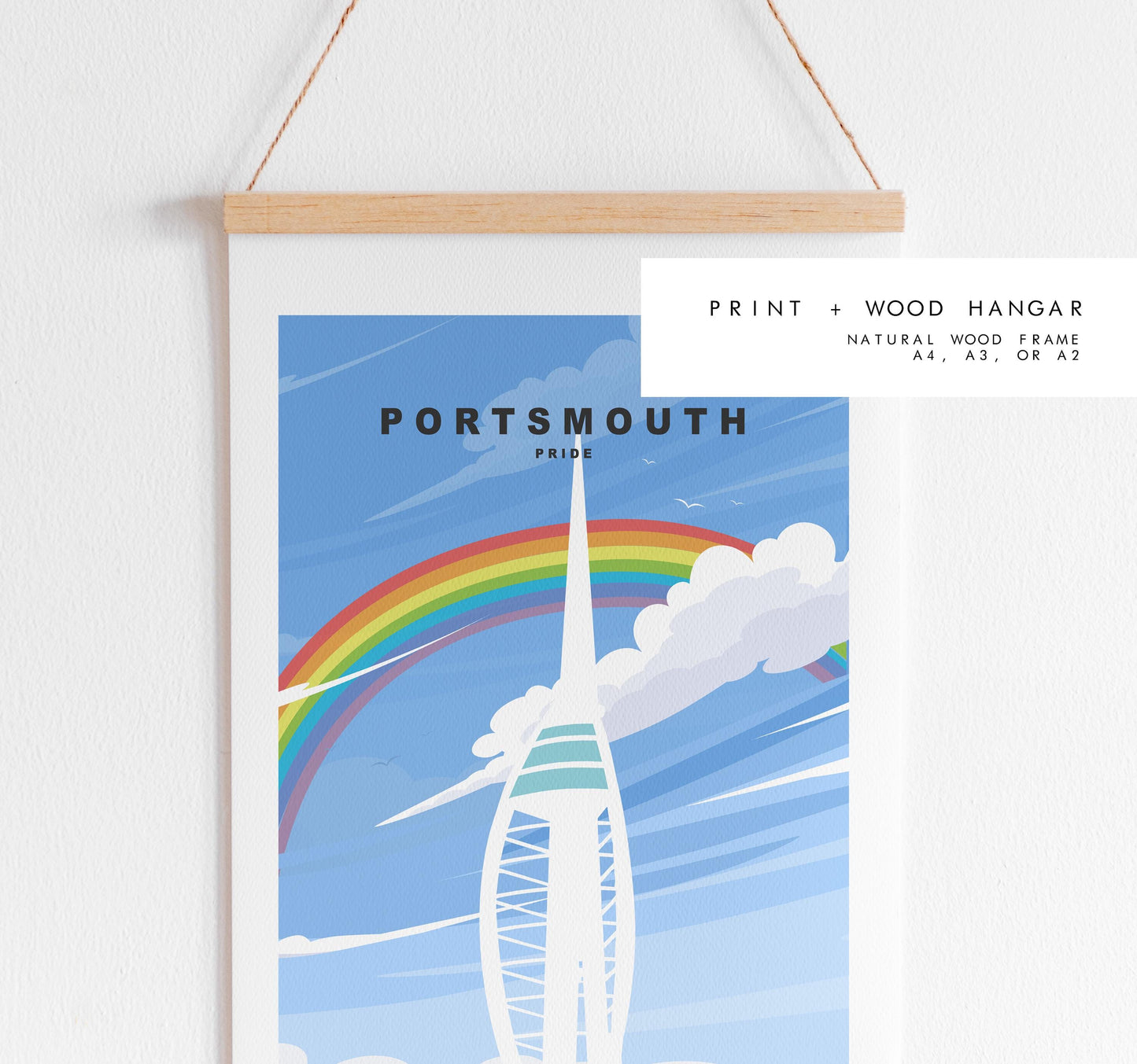 Portsmouth Pride Travel Poster - Wall Art Print - Southsea and Portsmouth Travel Posters - Minimalist Retro Style - Prints or Framed Prints