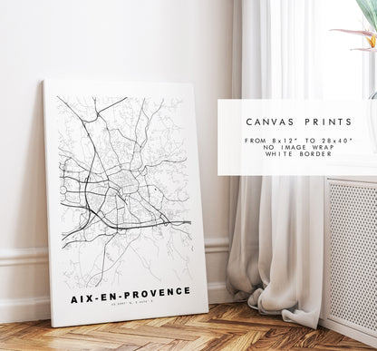 Aix en Provence Map Print - City Map Poster - Map Wall Art - France City Maps - Minimalist City Map - Aix en Provence, France