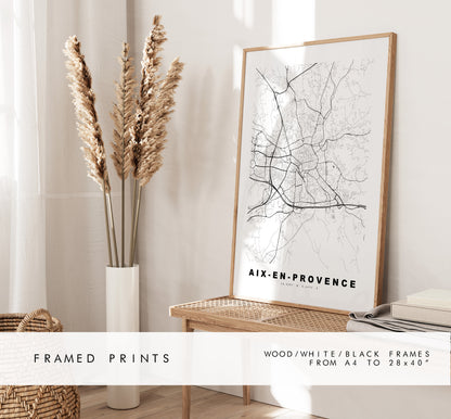 Aix en Provence Map Print - City Map Poster - Map Wall Art - France City Maps - Minimalist City Map - Aix en Provence, France