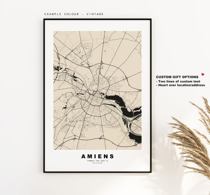 Amiens Map Print - City Map Poster - Map Wall Art - France City Maps - Amiens Print - Amiens Poster - Minimalist City Map - France