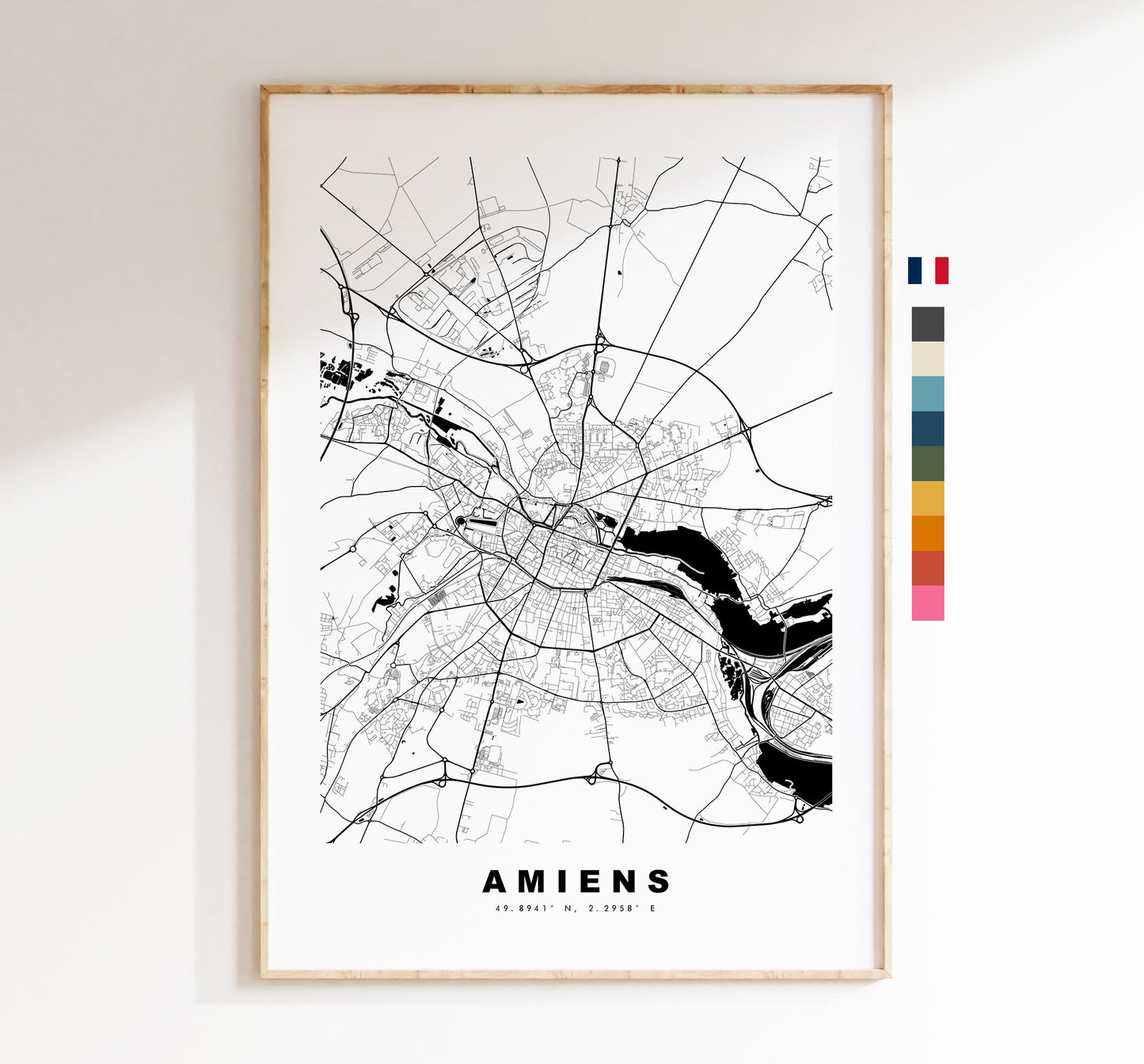 Amiens Map Print - City Map Poster - Map Wall Art - France City Maps - Amiens Print - Amiens Poster - Minimalist City Map - France