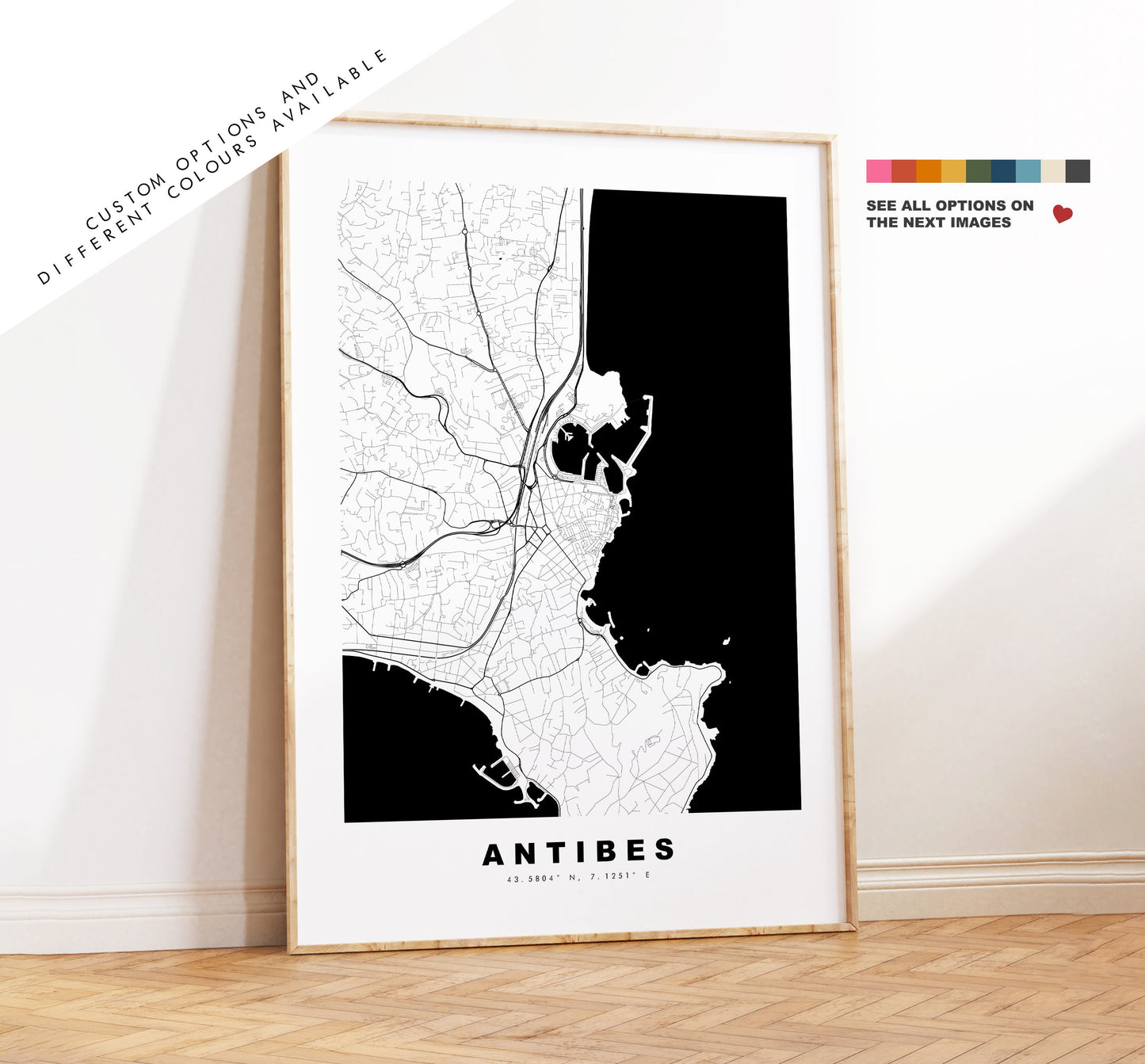 Antibes Map Print - City Map Poster - Map Wall Art - France City Maps - Antibes Print - Antibes Poster - Minimalist City Map - France