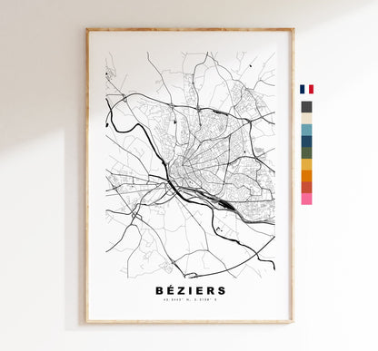 Beziers Map Print - City Map Poster - Map Wall Art - France City Maps - Beziers Print - Beziers Poster - Minimalist City Map - France