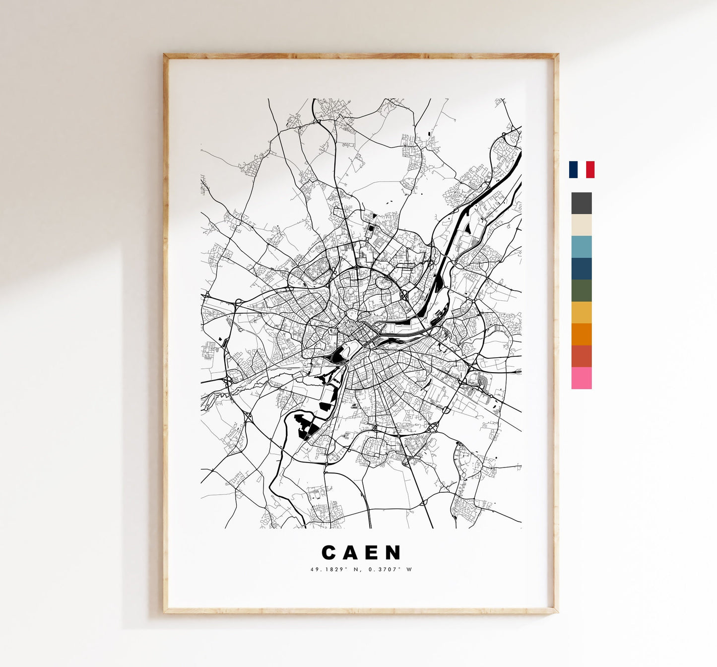 Caen Map Print - City Map Poster - Map Wall Art - France City Maps - Caen Print - Caen Poster - Minimalist City Map - France