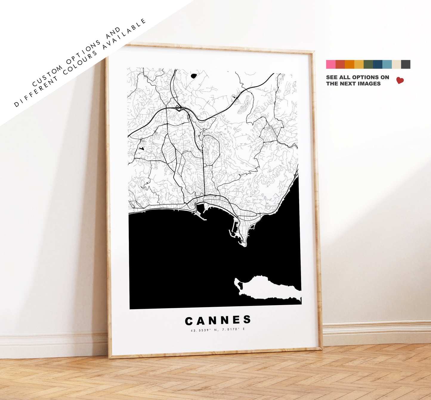 Cannes Map Print - City Map Poster - Map Wall Art - France City Maps - Cannes Print - Cannes Poster - Minimalist City Map - France