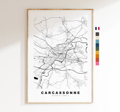 Carcassonne Map Print - City Map Poster - Map Wall Art - France City Maps - Carcassonne Print - Carcassonne Poster - Minimalist City Map