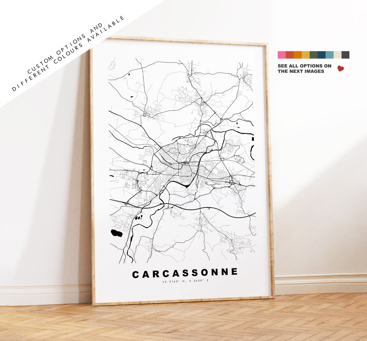 Carcassonne Map Print - City Map Poster - Map Wall Art - France City Maps - Carcassonne Print - Carcassonne Poster - Minimalist City Map