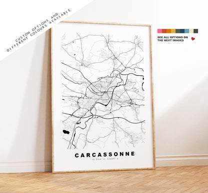 Carcassonne Map Print - City Map Poster - Map Wall Art - France City Maps - Carcassonne Print - Carcassonne Poster - Minimalist City Map