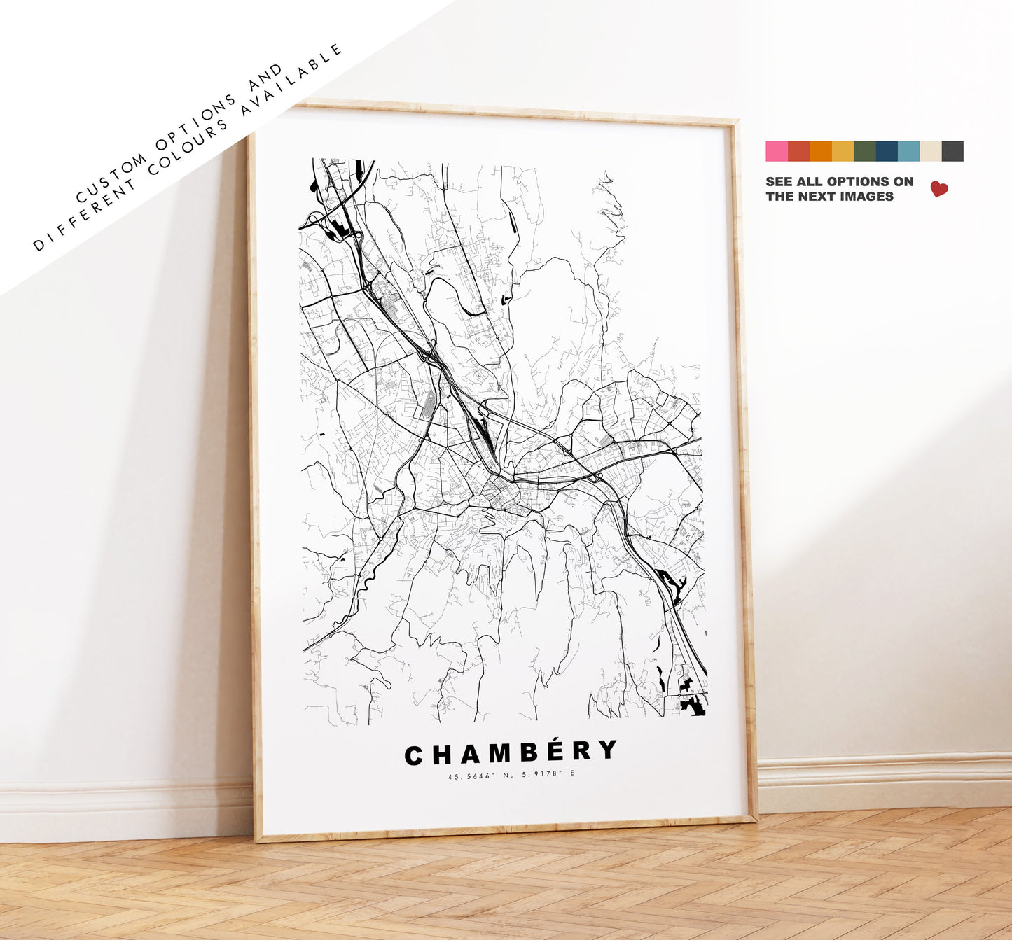 Chambery Map Print - City Map Poster - Map Wall Art - France City Maps - Chambéry Print - Chambéry Poster - Minimalist City Map - France