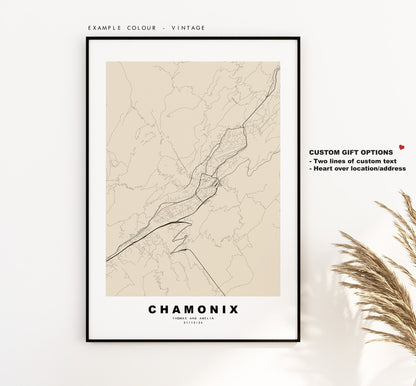 Chamonix Map Print - City Map Poster - Map Wall Art - France City Maps - Chamonix Print - Chamonix Poster - Minimalist City Map - France