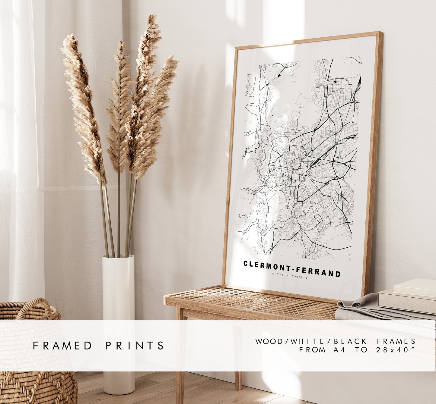 Clermont Ferrand Map Print - City Map Poster - Map Wall Art - France City Maps - Clermont Print - Clermont Poster - Minimalist City Map