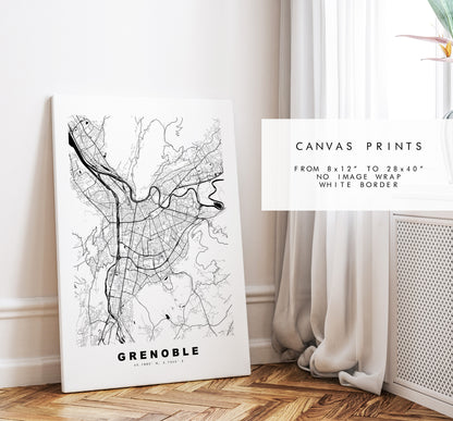 Grenoble Map Print - City Map Poster - Map Wall Art - France City Maps - Grenoble Print - Grenoble Poster - Minimalist City Map - France