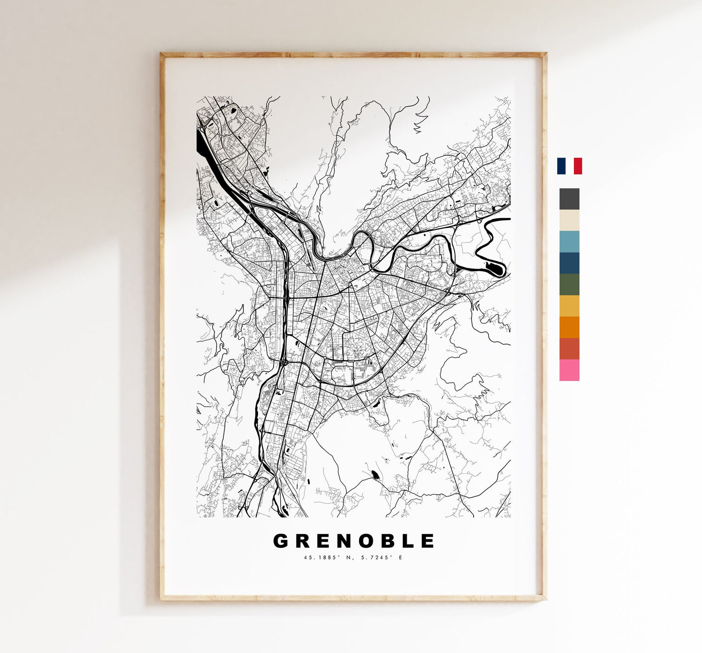 Grenoble Map Print - City Map Poster - Map Wall Art - France City Maps - Grenoble Print - Grenoble Poster - Minimalist City Map - France