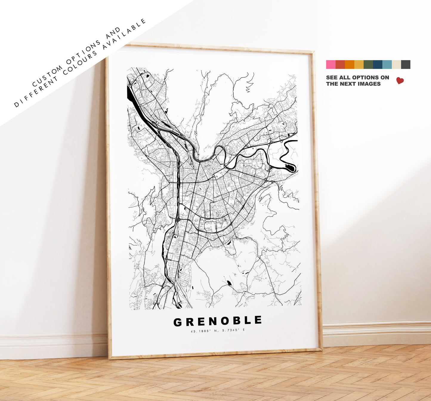 Grenoble Map Print - City Map Poster - Map Wall Art - France City Maps - Grenoble Print - Grenoble Poster - Minimalist City Map - France