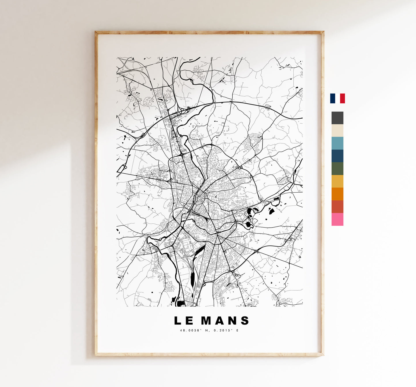 Le Mans Map Print - City Map Poster - Map Wall Art - France City Maps - Le Mans Print - Le Mans Poster - Minimalist City Map - France