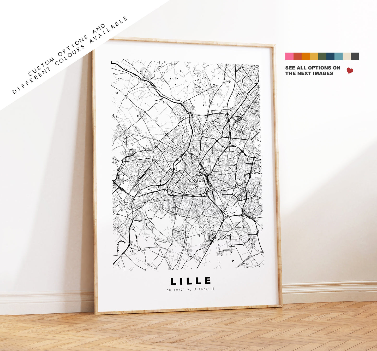 Lille Map Print - City Map Poster - Map Wall Art - France City Maps - Lille Print - Lille Poster - Minimalist City Map - France