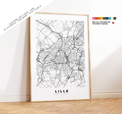 Lille Map Print - City Map Poster - Map Wall Art - France City Maps - Lille Print - Lille Poster - Minimalist City Map - France