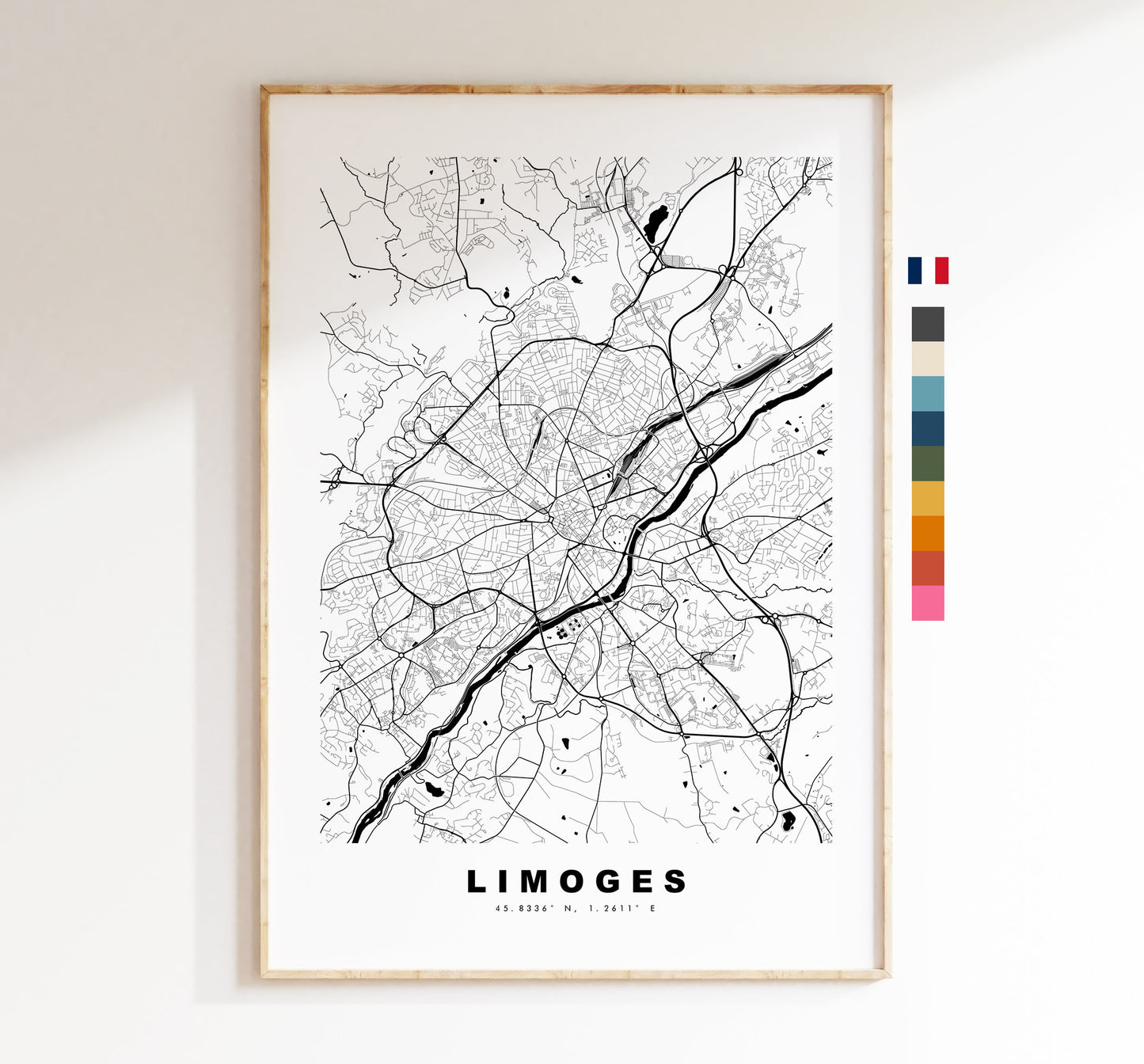 Limoges Map Print - City Map Poster - Map Wall Art - France City Maps - Limoges Print - Limoges Poster - Minimalist City Map - France