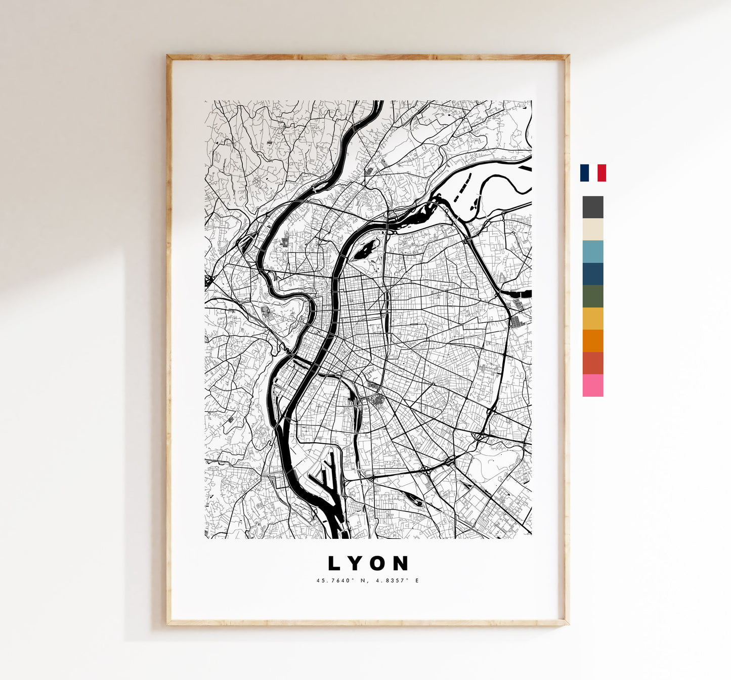 Lyon Map Print - City Map Poster - Map Wall Art - France City Maps - Lyon Print - Lyon Poster - Minimalist City Map - France