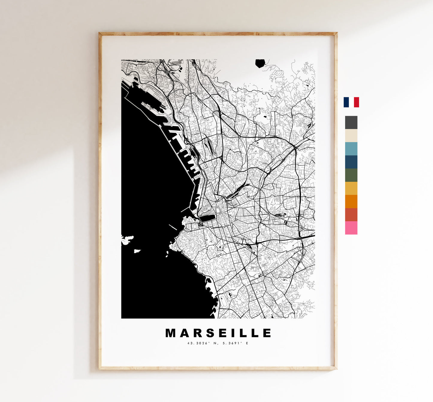 Marseille Map Print - City Map Poster - Map Wall Art - France City Maps - Marseille Print - Marseille Poster - Minimalist City Map - France