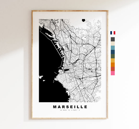 Marseille Map Print - City Map Poster - Map Wall Art - France City Maps - Marseille Print - Marseille Poster - Minimalist City Map - France