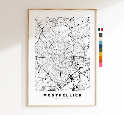 Montpellier Map Print - City Map Poster - Map Wall Art - France City Maps - Montpellier Print - Montpellier Poster - Minimalist City Map