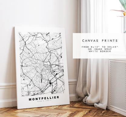 Montpellier Map Print - City Map Poster - Map Wall Art - France City Maps - Montpellier Print - Montpellier Poster - Minimalist City Map