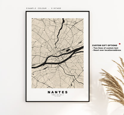 Nantes Map Print - City Map Poster - Map Wall Art - France City Maps - Nantes Print - Nantes Poster - Minimalist City Map - France